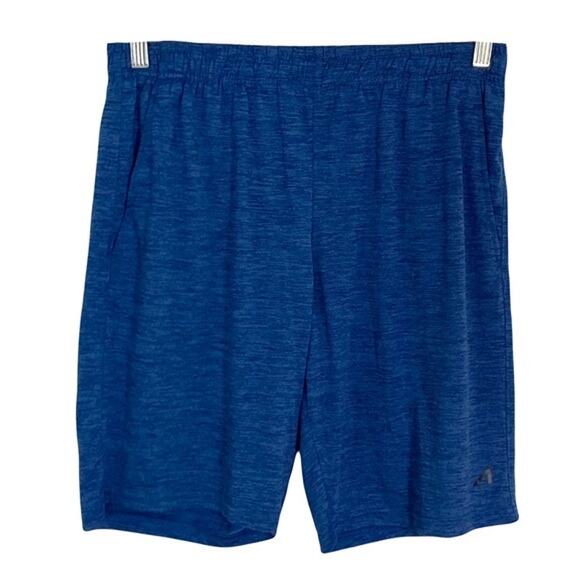 NWOT QWICK-DRY Shorts M 9” Inseam Blue Stretch Logo 2 Pockets Drawstring - Picture 1 of 4